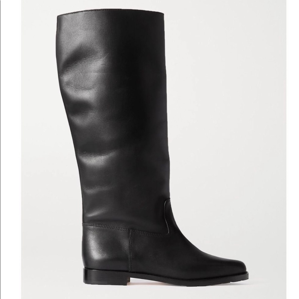 Manolo Blahnik Black Luchino Leather Knee Boots size 40